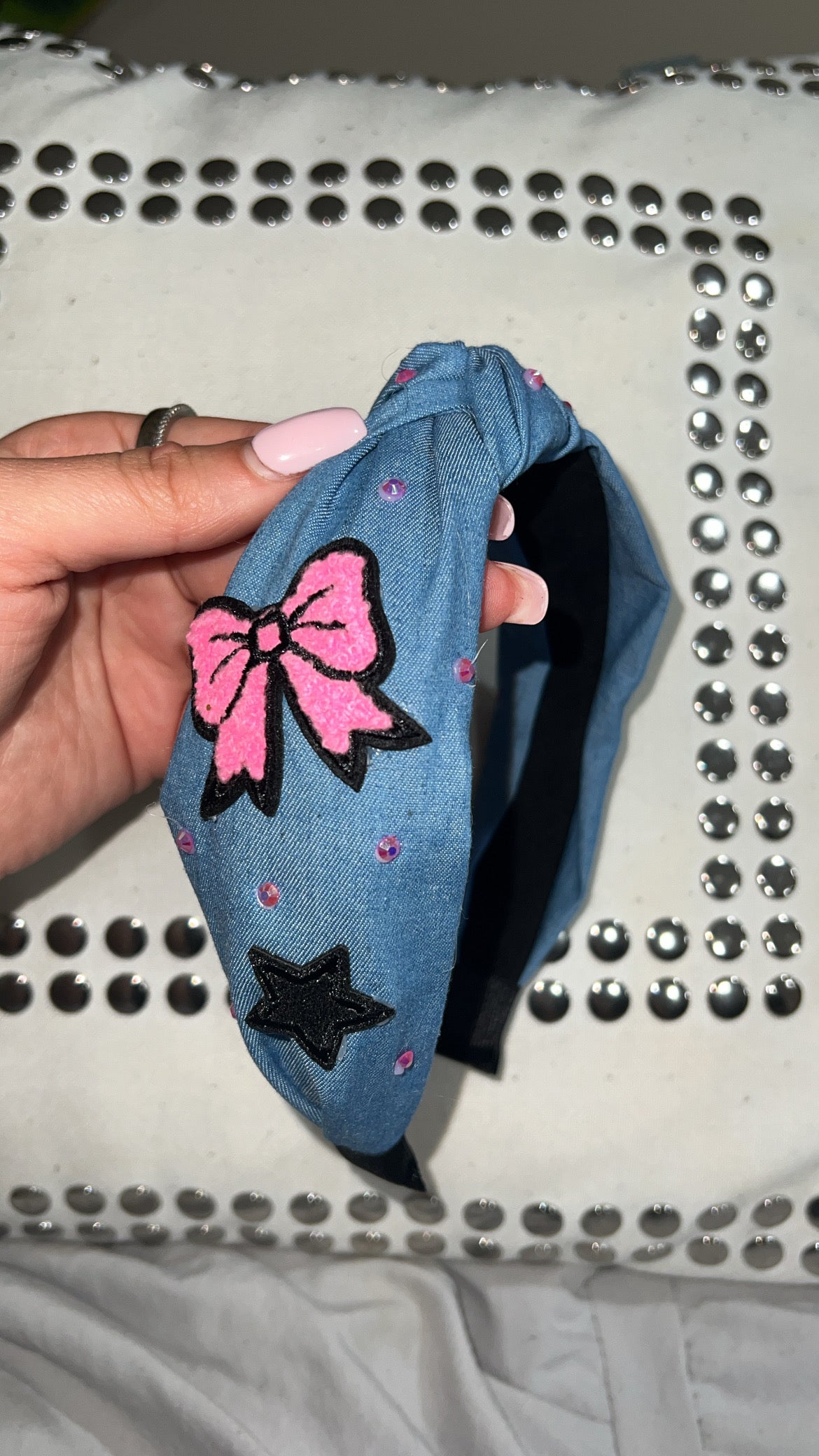 Cosmic Bow denim headband! π€π