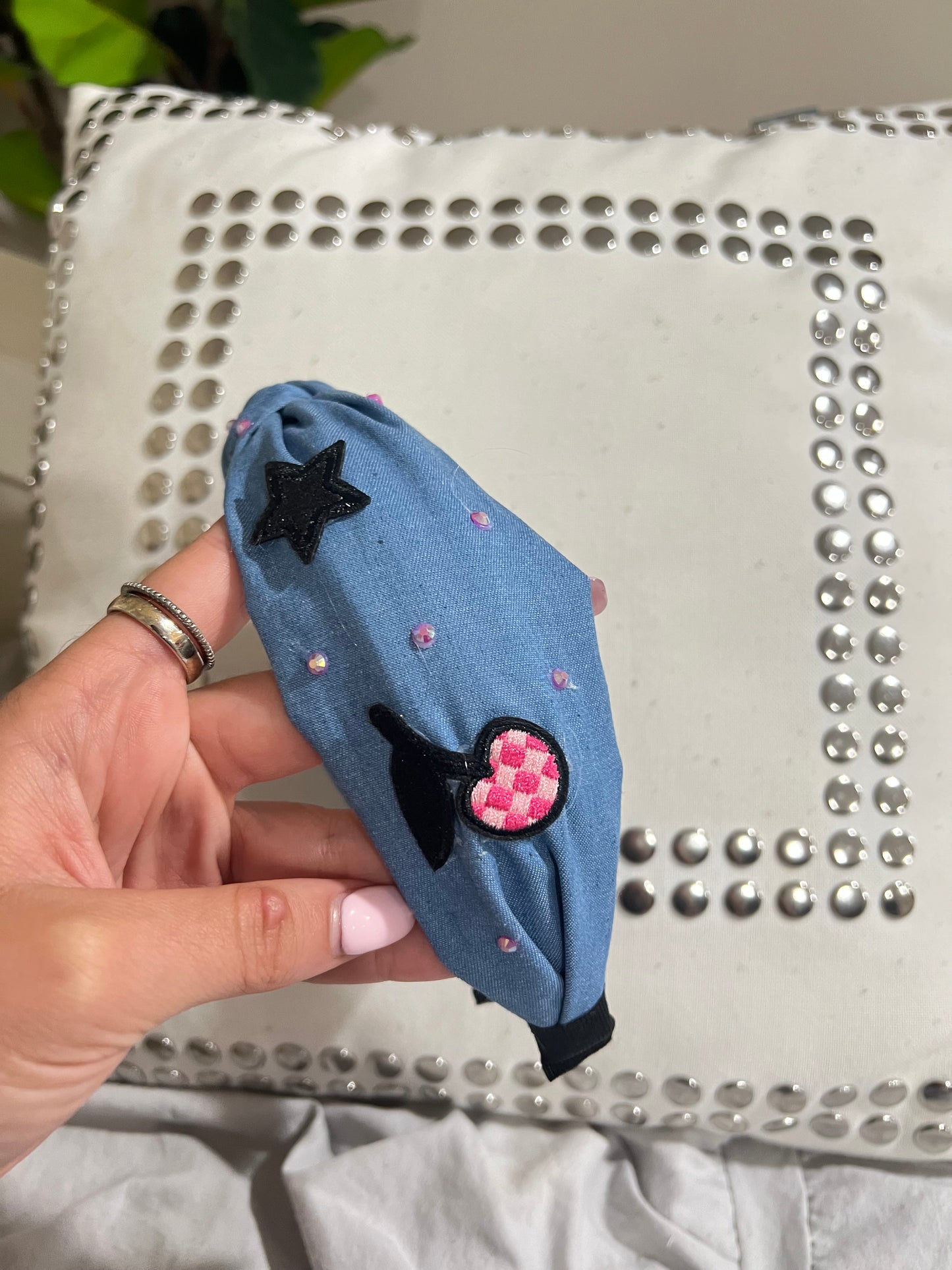 Cosmic Bow denim headband! π€π