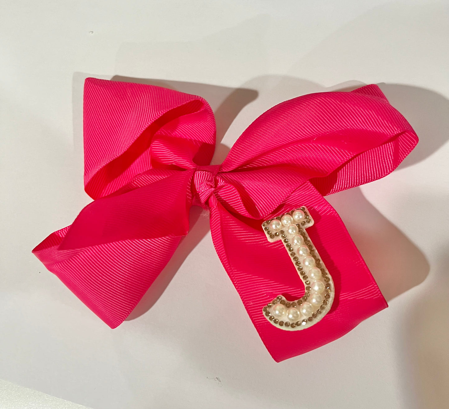 Large Pearl Intial Bow- LETTER J