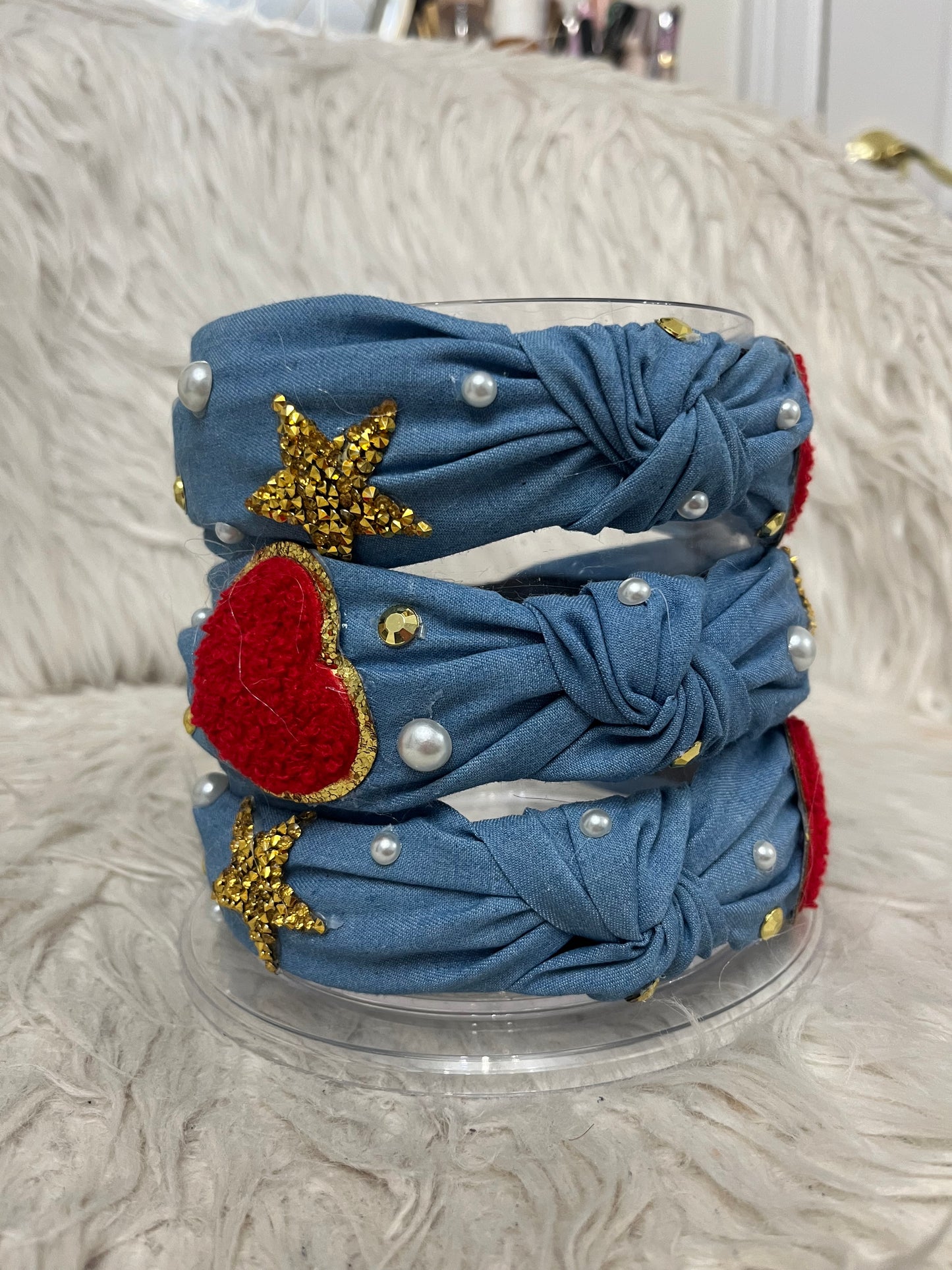 Heart Denim Headband ❤️🌟