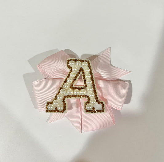 Mini Pearl Initial Bow- LETTER A