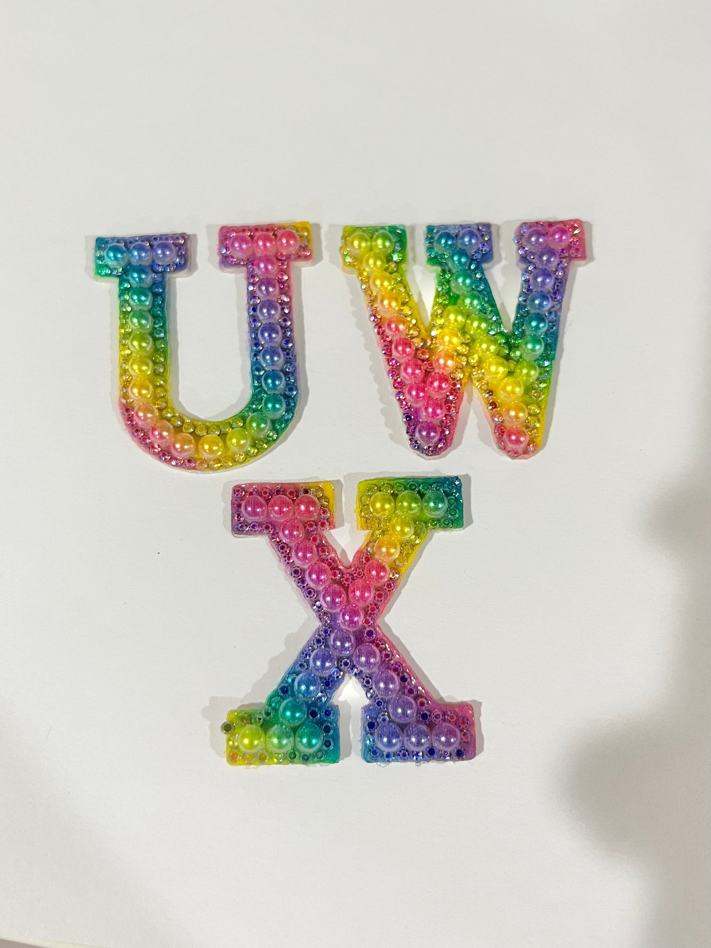 Large Pearl Intial Bow- LETTER U/ W/ X