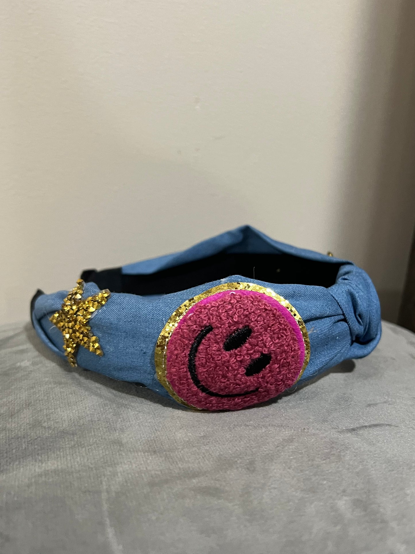 Smile Power Denim Headband 😊✨