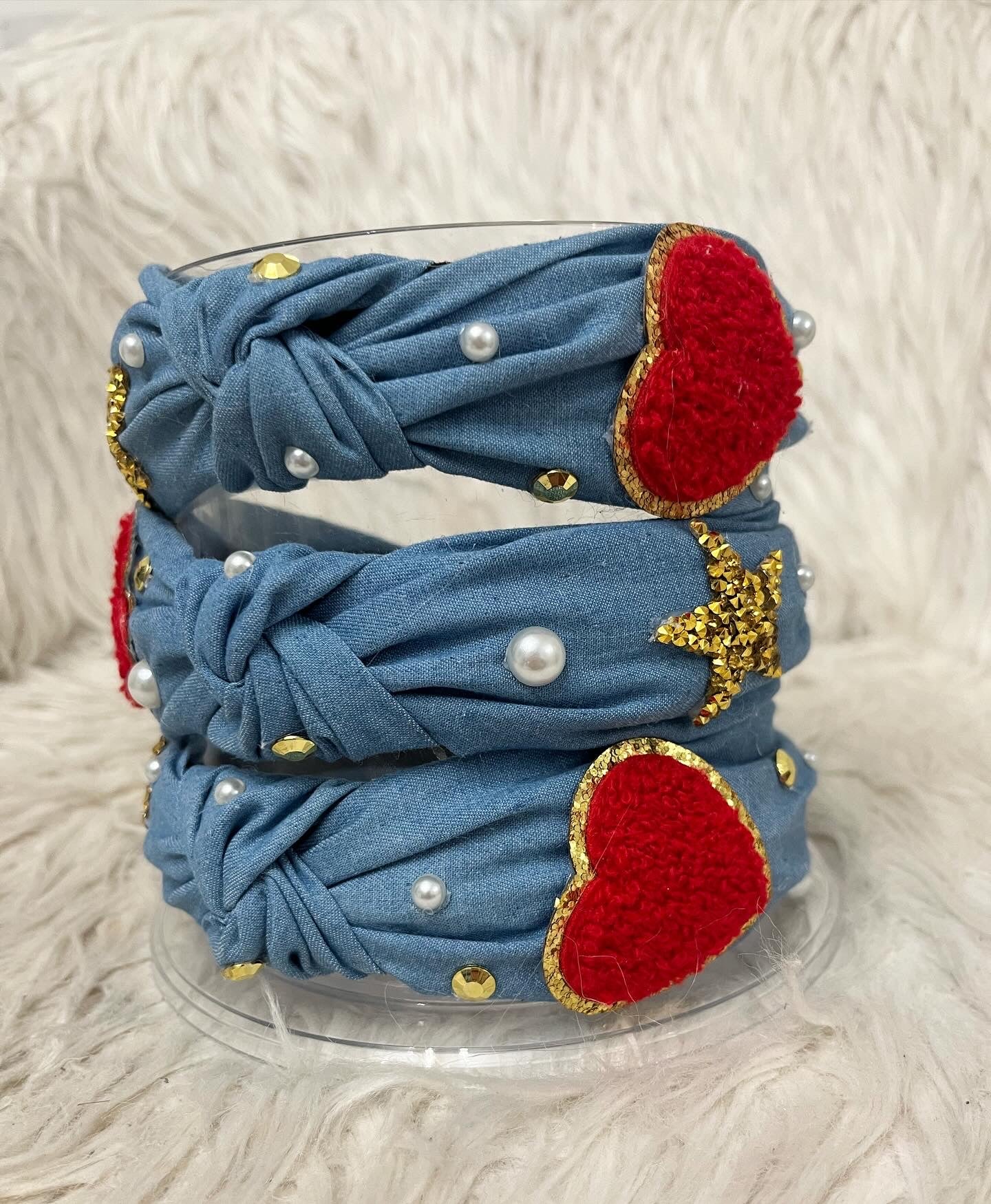 Heart Denim Headband ❤️🌟