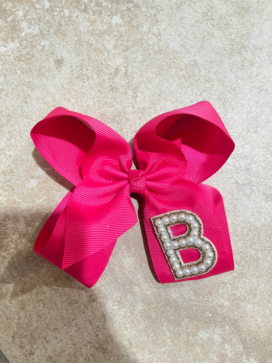 Large Pearl Intial Bow- LETTER B