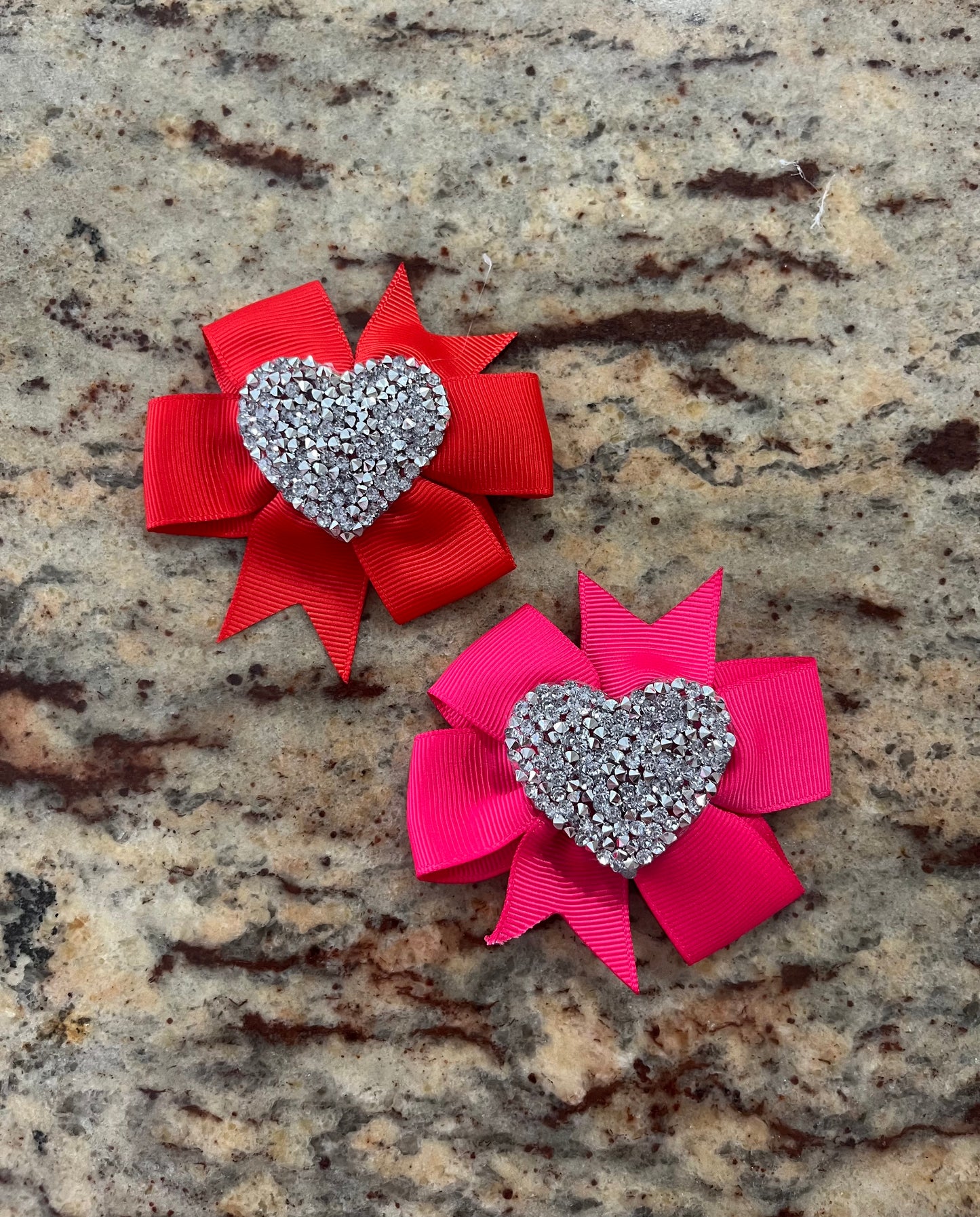 Mini Silver Heart Valentines Bow ❤️