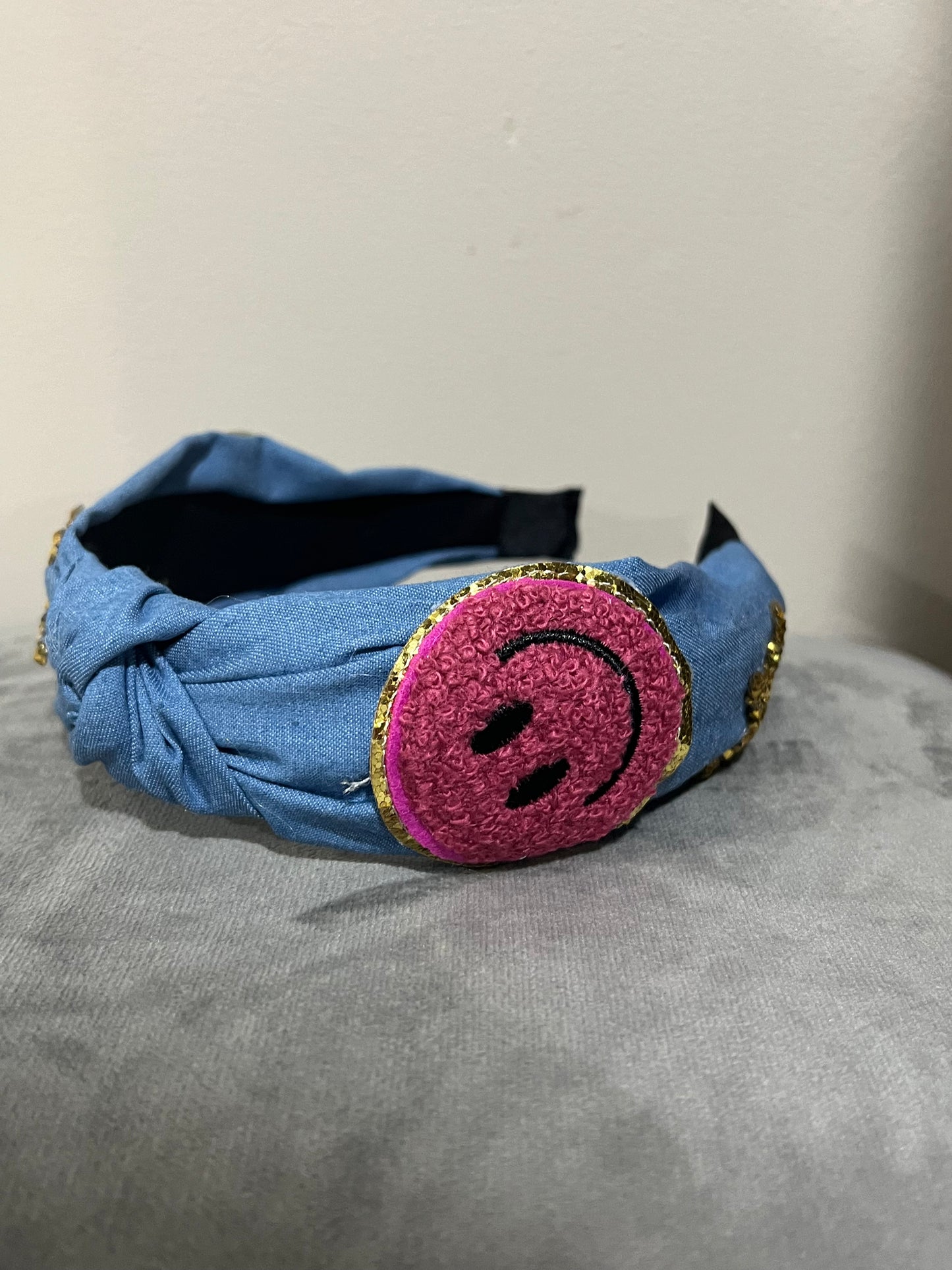 Smile Power Denim Headband 😊✨