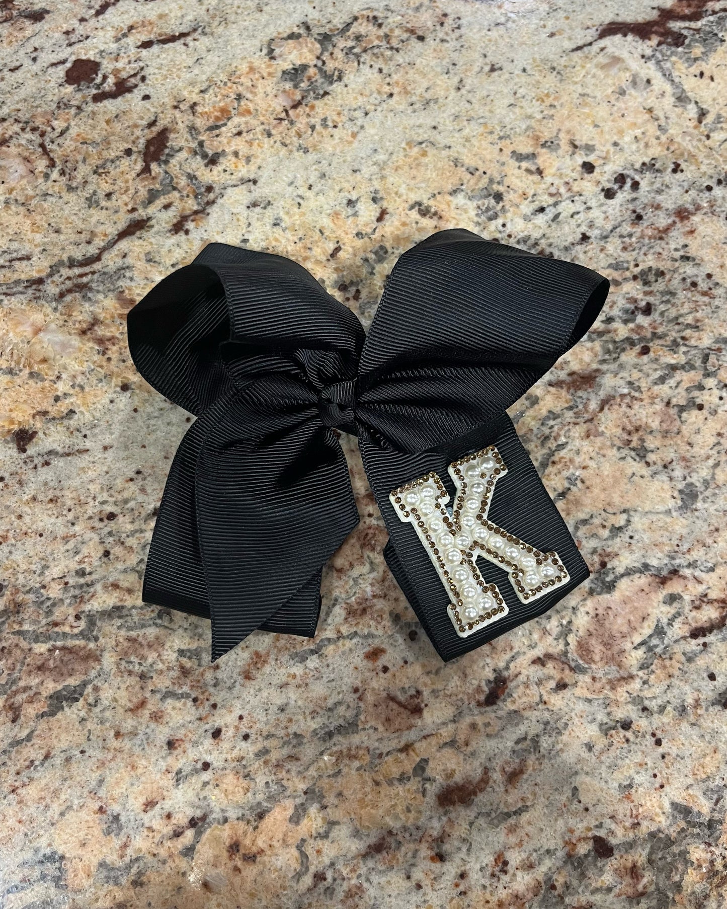 Large Pearl Intial Bow- LETTER K