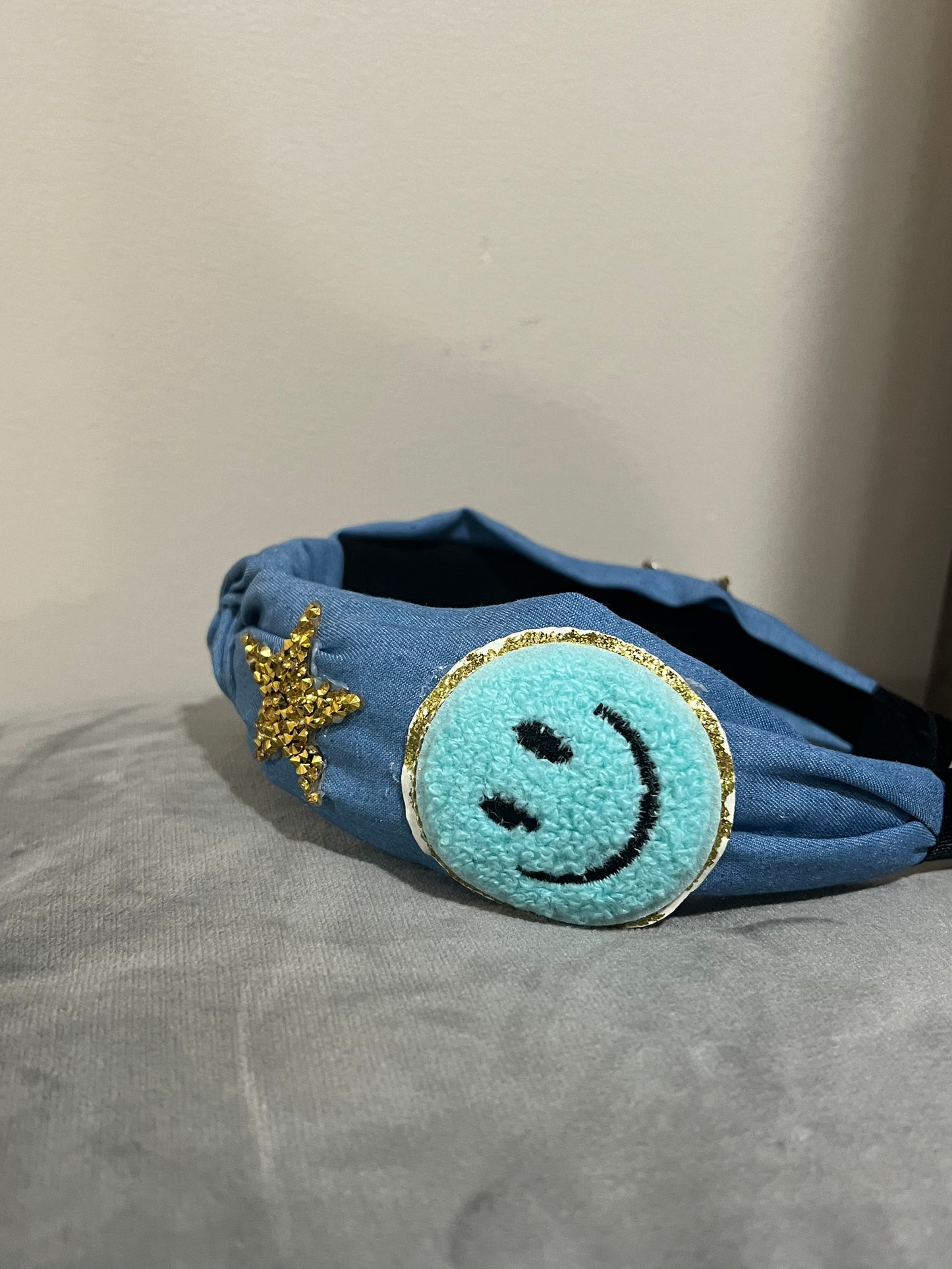 Smile Power Denim Headband 😊✨