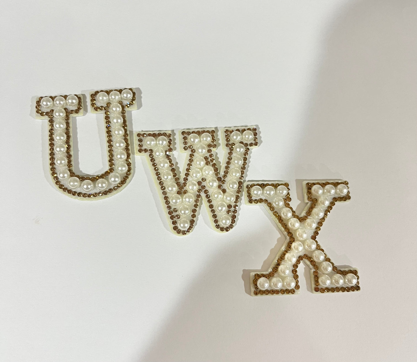 Large Pearl Intial Bow- LETTER U/ W/ X