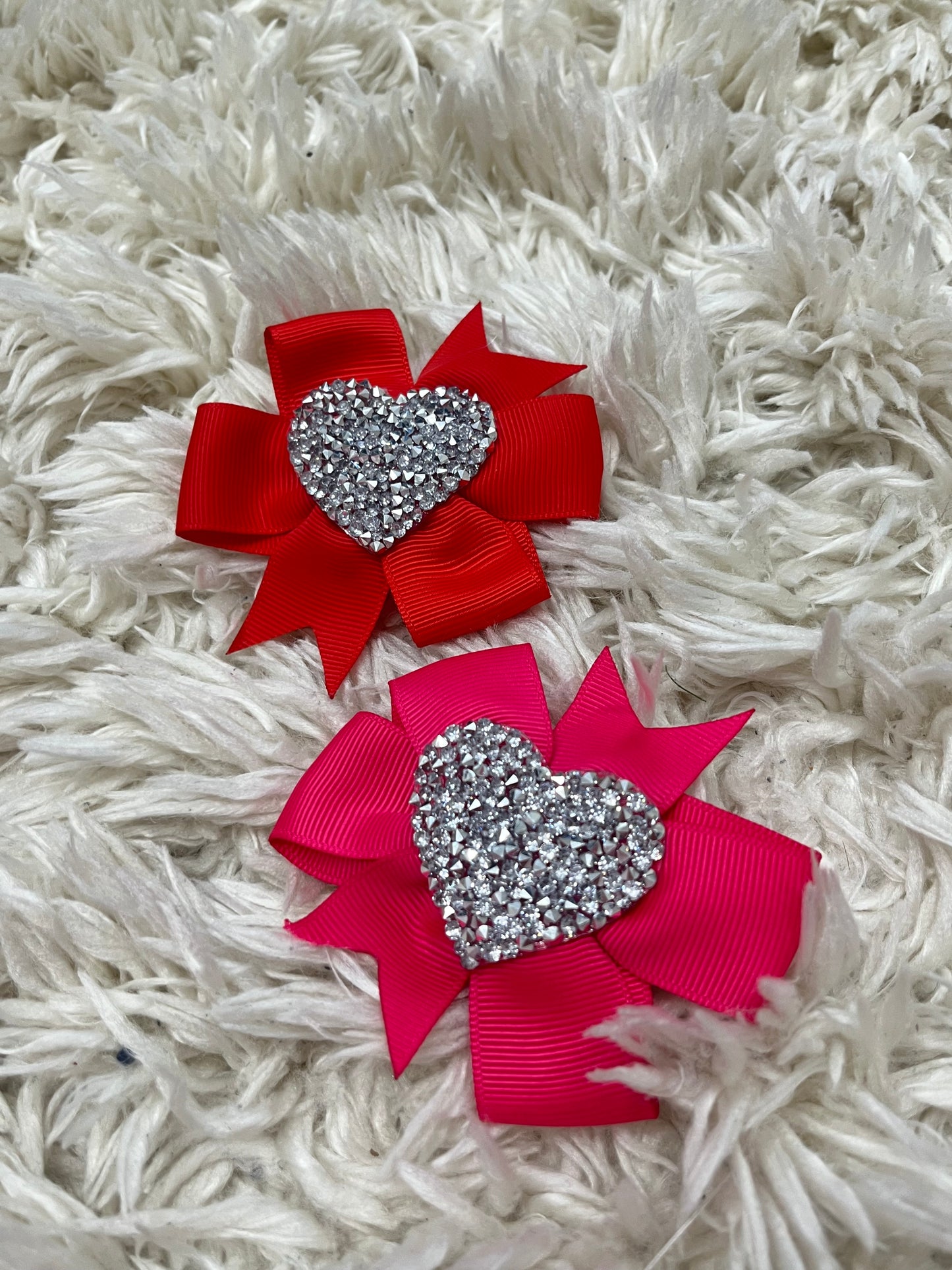 Mini Silver Heart Valentines Bow ❤️