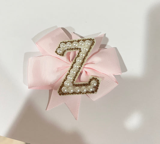 Mini Pearl Initial Bow- LETTER Z or Y