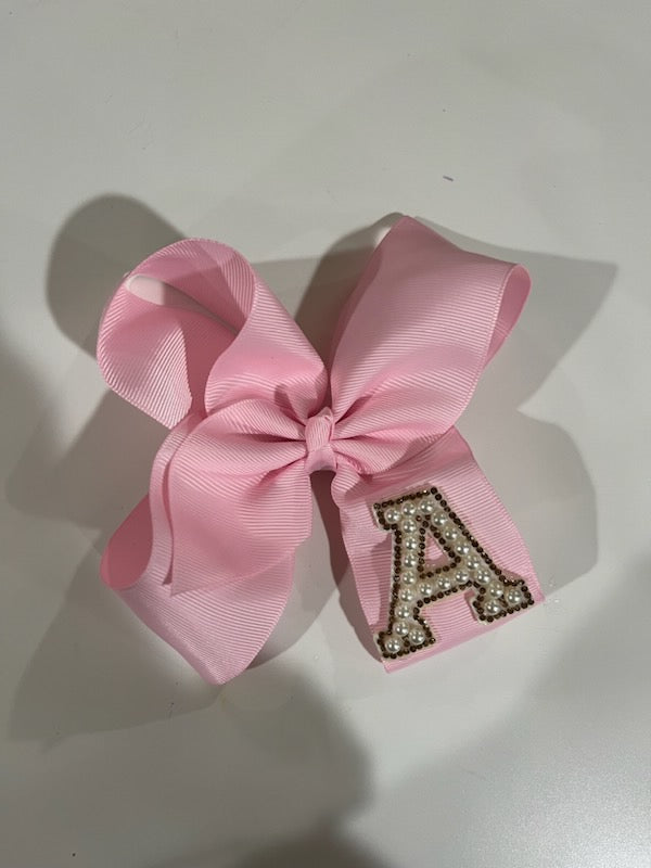 Large Pearl Intial Bow- LETTER A