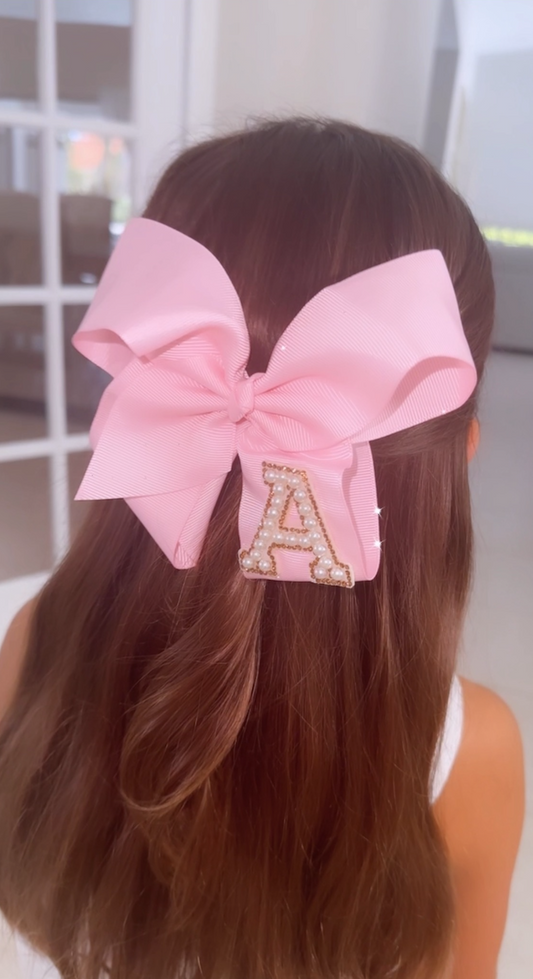 Large Pearl Intial Bow- LETTER A